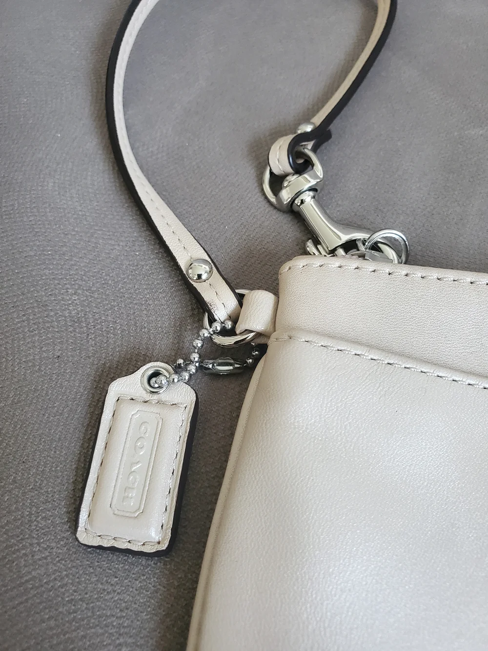 Coach Small Leather Wristlet in Light Cream